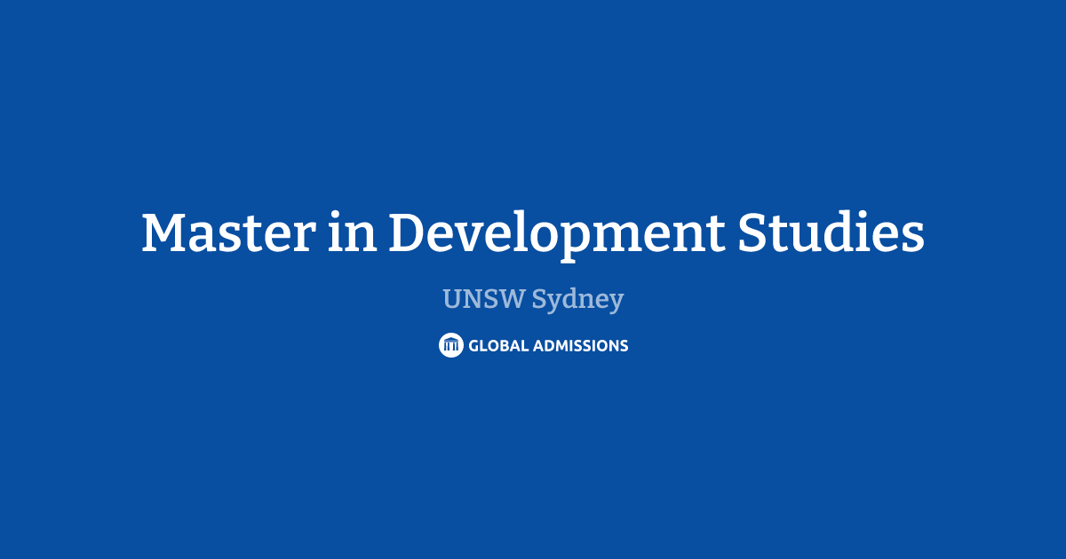 Master in Development Studies at UNSW Sydney | Global Admissions