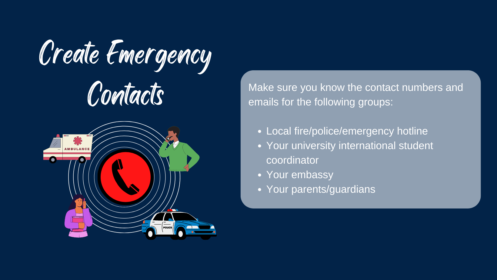 stay safe while studying abroad create emergency contacts